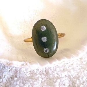 Green Aventurine Crystal Embedded Ring ✨